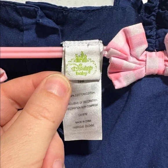500-Disney baby navy blue & pink Minnie Mouse dress with bow details - Picture 5 of 8
